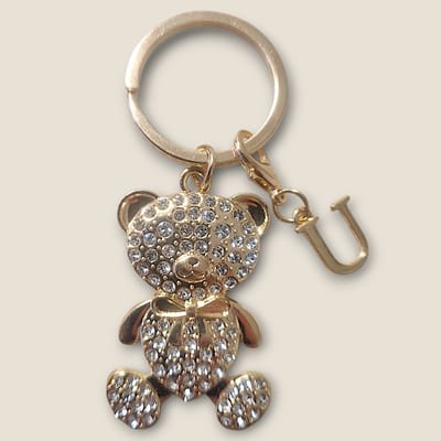 Sleutelhanger Beertje met Letter U - Gepersonaliseerd - Persoonlijk cadeau - Verjaardagscadeau - Kraamcadeau - Persoonlijk geschenk - Tashanger - Sleutelhanger