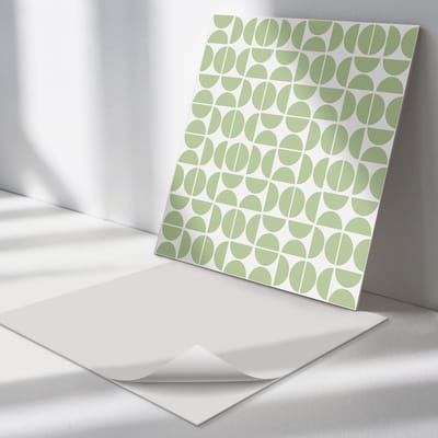 Wallfluent Vinyl Tegels - Abstract Cirkelpatroon Vinyl Vloer Tegels - 30 cm x 30 cm - Groente PVC Tegels - 9 stuks - Vierkant PVC Tegels - Patroon Plaktegels - Zelfklevende Vinyltegels - Plaktegels Keuken en Badkamer