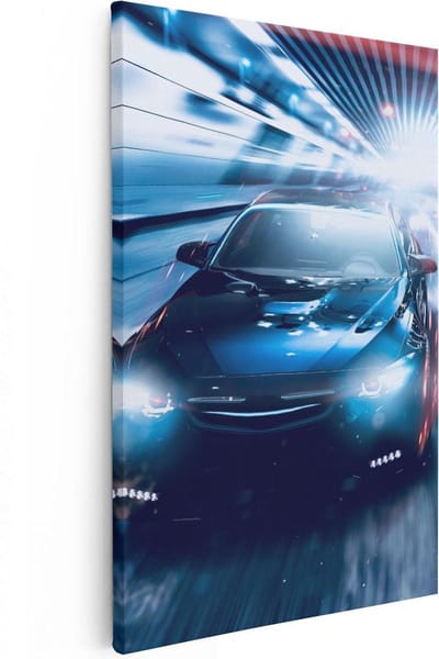 Artaza Canvas Schilderij Sportwagen - 20x30 cm - Klein - Muurdecoratie Auto - Wanddecoratie Mancave - Kamer Accessoires