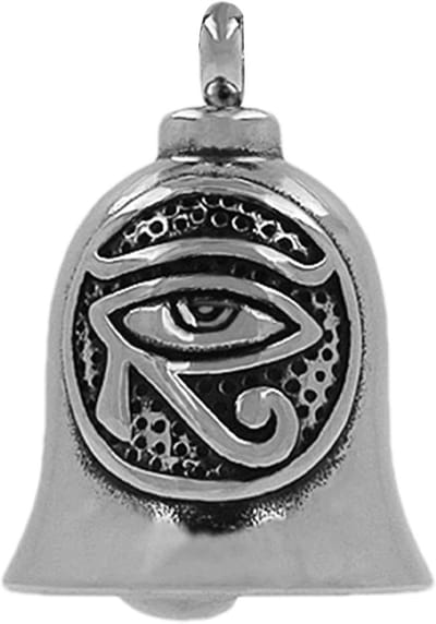 Motorbel Oogdesign - Motoraccessoire Geluksbel - Bescherming Onderweg - Uniek Oog Symbool - 5.4 x 3.2 cm - Zilver