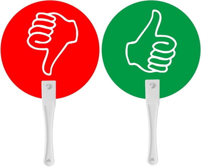Duim Omhoog Omlaag Peddels - Stemming Tekens - Klas Participatie - Duurzaam Kunststof - 24 stuks - Groen Rood
