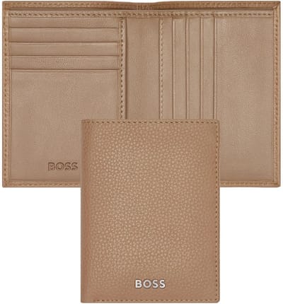 HUGO BOSS Leren Kaarthoes Classic Grained Card Case Camel Lichtbruin