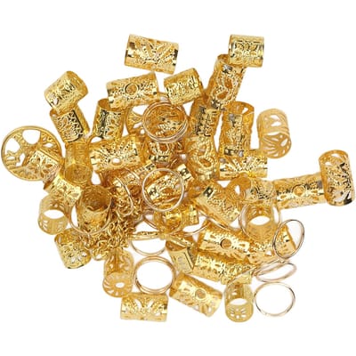 Dreadlock Sieraden Goud Hol Uit Exquise Haarvlecht Manchetten Ringen DIY Dreadlock Accessoires beige
