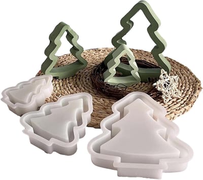 Set van 3 siliconen mallen voor kerstboomdecoratie, perfect voor het maken van kerstversieringen en koekjes