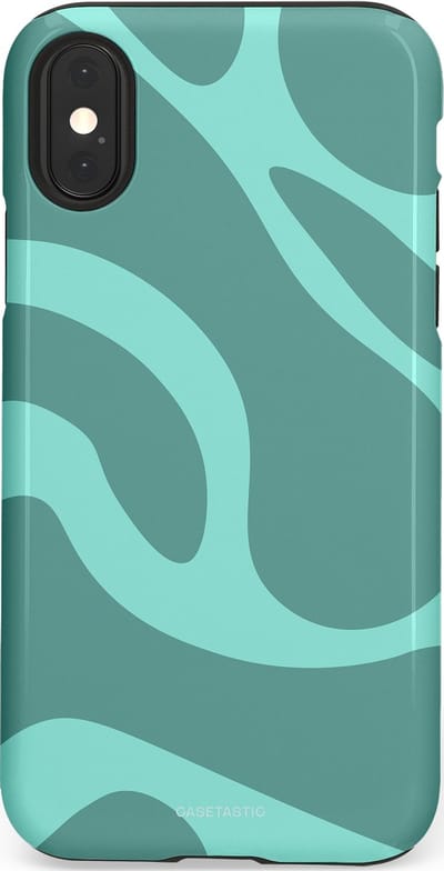 Casetastic Hoesje Geschikt voor Apple iPhone X/Xs - Stijlvolle Beschermende Duo-layer Case - Aqua Golven