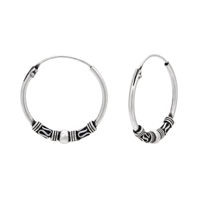WeLoveSilver - zilveren oorringen - Bali hoops met spiraaltjes - 18 mm