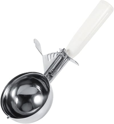 carmdering - IJslepel - Roestvrijstalen IJslepel - Uitwerphendel - 80 mm, met antislip handvat - Voor ijs, fruit en aardappelpuree - Voedselveilig, antibacterieel - Lichtgewicht en draagbaar - Perfect voor thuis en commercieel gebruik