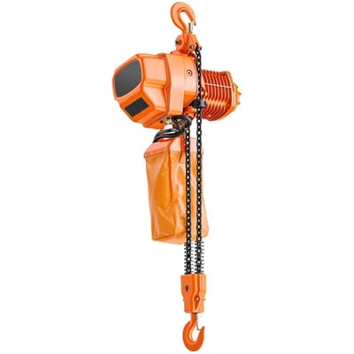 Treuil à chaîne électrique 1000 kg, Hauteur de levage 6 m, Pont roulant triphasé avec télécommande sans fil 100 m et télécommande filaire 4,5 m, Treuil à chaîne double G80