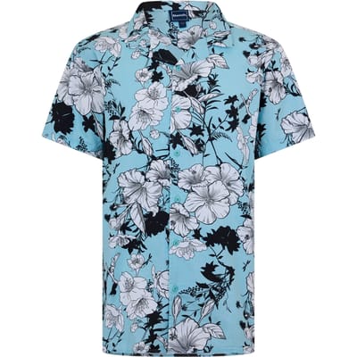 Bench Heren Gebloemd Relaxed Fit Overhemd (Sky)