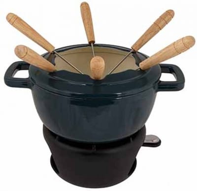 Cosy & Trendy Fondueset Fontestic Green Heron - 1700 ml Ø 18 cm Gietijzer - Werkt Met Brandpasta - Voor 6 Personen