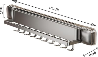 Ruimtebesparende Keuken Organizer met Sterke Zuignappen en Haken - 60cm Kookgerei Houder in Donkergrijs voor Efficiënte Opslag
