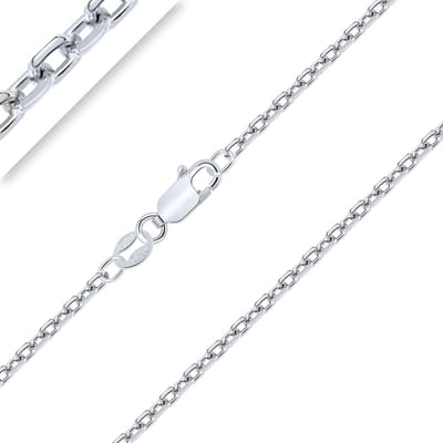 - Zilveren ketting 925/1000 gerhodineerd schakelketting diamant 2,5 mm 40-45-50-55-60-65-70 cm, Sterling zilver