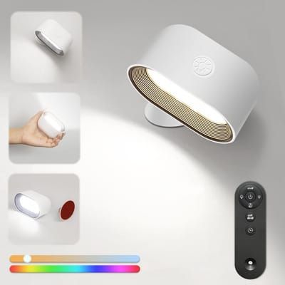Draaibare LED Wandlamp met Afstandsbediening - Draadloos en Oplaadbaar - 3 Kleuren & 5 Dimstanden