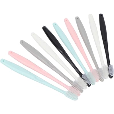 Brosse à dents à cheveux doux, Portable, pour la maison, élimination des taches de tartre, nettoyage buccal, 10 pièces white