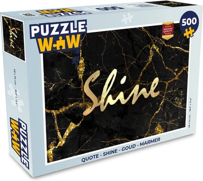 Puzzel Quote - Shine - Goud - Marmer print - Legpuzzel - Puzzel 500 stukjes