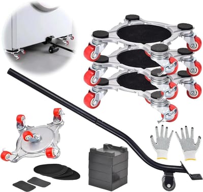 Transportwieltjes 360° draaibaar 400 kg draagkracht - breekstang - antislip mat - verhogingspad - Meubelmover voor meubels verplaatsen
