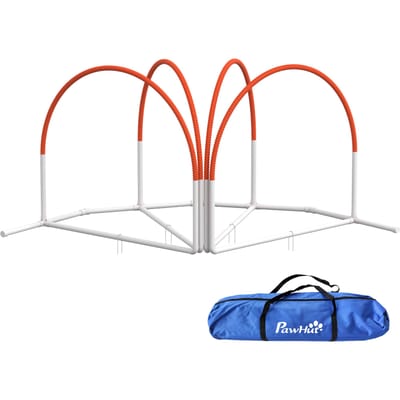 PawHut 4-delige agility-set met hoopers, obstakelbaan voor honden, inclusief draagtas