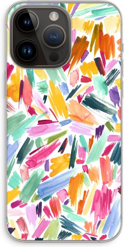 Case Company® - Hoesje geschikt voor iPhone 14 Pro Max hoesje - Watercolor Brushstrokes - Soft Cover Telefoonhoesje - Bescherming aan alle Kanten en Schermrand