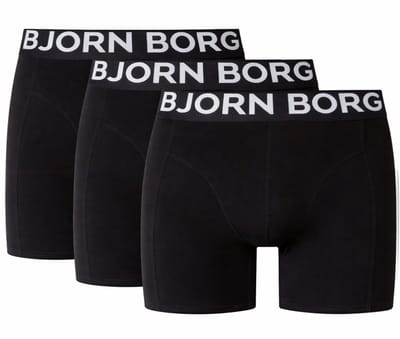 Björn Borg Cotton Stretch boxers - heren boxers normale lengte (3-pack) - zwart