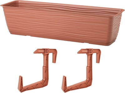 Form Plastic Balkon plantenbak Balustrade - incl ophangbeugels - kunststof - terracotta - L80 x B17 x H14