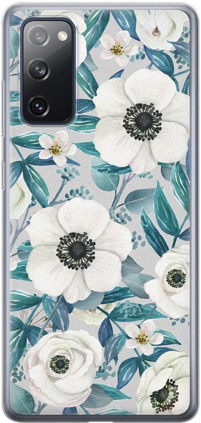 Leuke Telefoonhoesjes - Hoesje geschikt voor Samsung Galaxy S20 FE - Vlinders - Soft case - TPU - Bloemen - Blauw