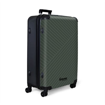 NoBoringSuitcases.com® - Koffer groot - Reiskoffer lichtgewicht - Groen grijs met abstracte lijnen - Vakantie rolkoffer met 4 wielen - Grote trolley XL - Travel suitcase large - 98 - 100 liter bagage - Ruimbagage met TSA slot