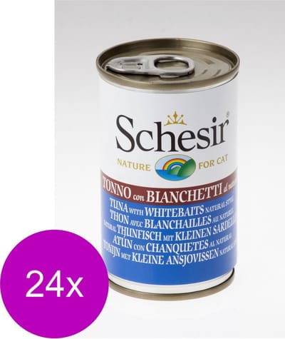 Schesir Kat Blik Gelei Tonijn/Ansjovis - Kattenvoer - 24 x 140 g