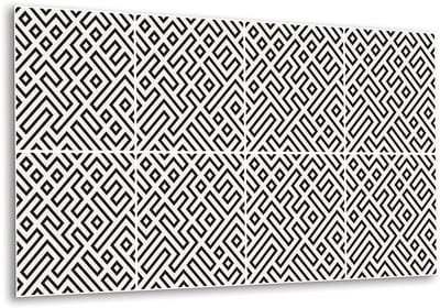 Tulup PVC Wandpaneel - Geometrische Lijnen Vinyl Wandpaneel - 100 cm x 50 cm - Zwart PVC Muurpaneel - 1 stuk - Zelfklevend Wandpaneel - Geometrisch Wandbekleding - Zelfklevende Wandbekleding - Plaktegels Keuken en Badkamer
