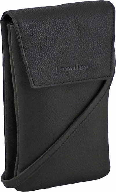 Landley Leren Dames Telefoontasje - Klein Schoudertasje - Phone Wallet - Antique Vintage Leer - Zwart