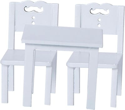 Mini -meubeltafel en mini popenhuis meubels kinder -poppenhuis poppenstoel meubels Dolly House -accessoires wit