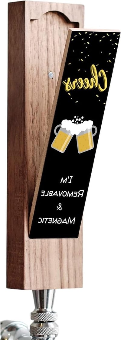 Kraanhandvat Krijtbord - Bierkraan Accessoire - Thuis Brouwen - Afneembaar Magnetisch Bord - 20 cm Lengte - Donker Walnoot