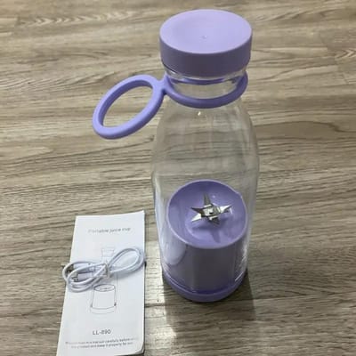 Presse-agrumes électrique portable pour fruits et légumes, mignon, manuel, bouteille de vin, tasse de jus, petit, rechargeable, 6 lames, mixeur 380ml gray
