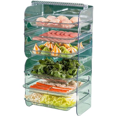 Meerlaagse Voedseldienblad Multifunctioneel Sterke Capaciteit Duurzaam Groente Fruit Bereidingsbord 6 6 Layer White gray