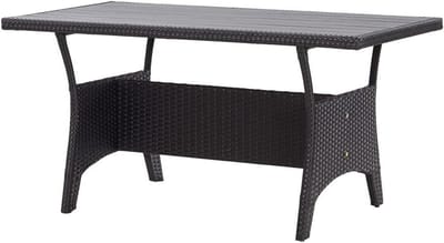 Tuintafel - Eettafel buiten - Buiten dineren - Onderhoudsvriendelijk polyrotan - 120 x 70 x 66 cm - Zwart