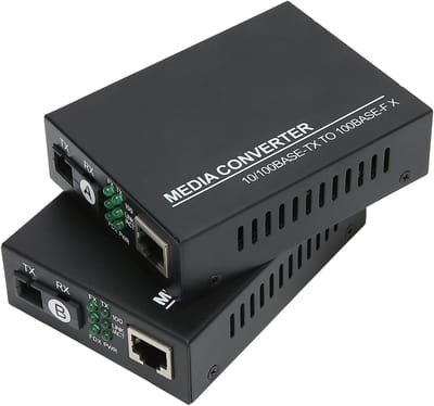 Ethernet Media Converter - RJ45 Fiber Transceiver - Netwerk Uitbreiding - Single Mode Fiber - Tot 25 km - Zwart
