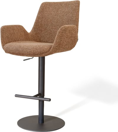 Nolon Niva-Eef Draaibare Tulp Barkruk Bruin Blend - Verstelbaar - Mat Zwart Onderstel - Scandinavisch - Armleuning