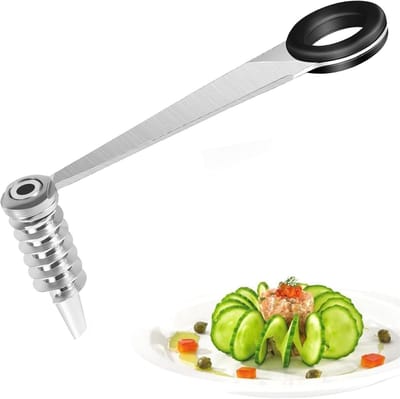 Spiraalsnijder van RVS voor groenten, 11 cm, ideaal voor komkommer, wortel, courgette en appels, creatief salade maker en keukenhulpmiddel