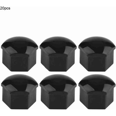 20 pièces 19 mm Cache-écrous de roue de voiture Couvercle de vis de moyeu automatique Boulon Jantes Protection extérieure (Noir) noir
