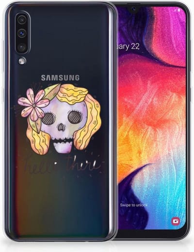 Silicone Back Case Samsung Galaxy A50 Boho Skull