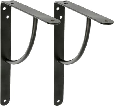 AMIG Plankdrager/planksteun van metaal - 2x - gelakt zwart - H150 x B125 mm - boekenplank steunen - tot 110 kg