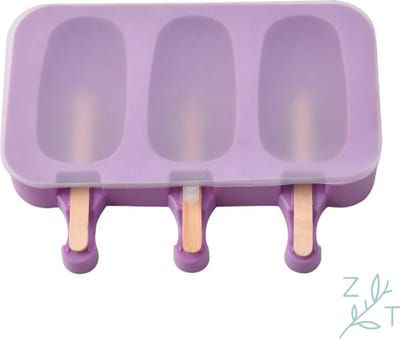 ZijTak - IJsjesvorm + 50 gratis stokjes - Siliconen - 3 stuks - Pastel paars - Waterijs - Bakvorm - Fruitijs - Yoghurt ijs - ijslolly - Ijsjes - Zomer