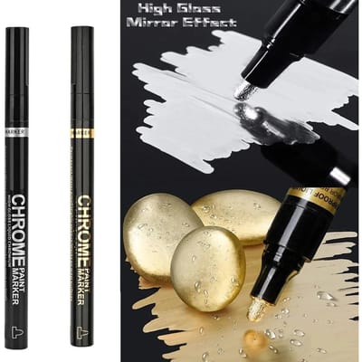 5/1 stuks Chroom Pen Marker Spiegel Waterbestendige Verf Reparatie Ontworpen Voor Rots Keramiek Glas Metaal Goud/Zilverkleurig 2mm Punt Hoge Kwaliteit