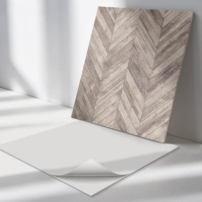 Wallfluent Vinyl Tegels - Visgraatpatroon Vinyl Tegels Zelfklevend - 30 cm x 30 cm - Grijs PVC Tegels - Set van 9 - Vierkant PVC Tegels - Texturen Plaktegels - Zelfklevende Vinyltegels - Plaktegels Keuken en Badkamer
