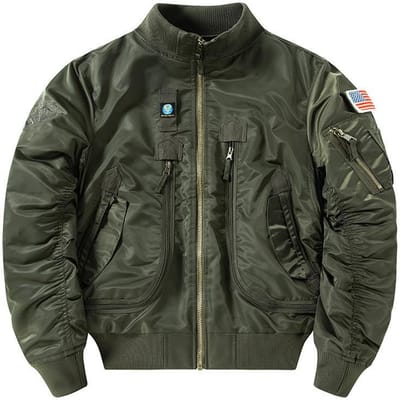 Veste de pilote de l'armée de l'air en coton pour hommes d'automne et d'hiver Veste de baseball à col montant pour hommes XL black