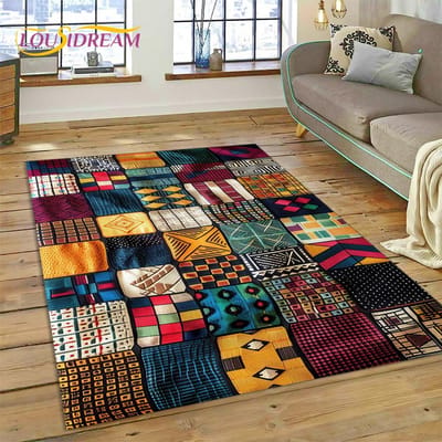 3D Ethiopië Kleurrijke Bloem Geweven Kunst Manden Mandala Vloerkleed Tapijt voor Woonkamer Slaapkamer Huisdecoratie, Antislip voor Sofa Deurmat 40x60cm( 15x23in )
