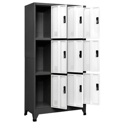 vidaXL - Lockerkast - 90x45x180 - cm - staal - antracietkleurig - en - wit