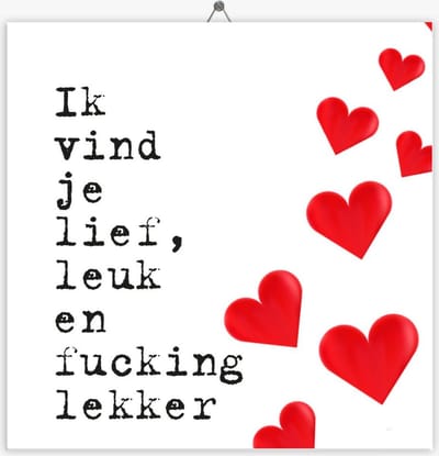 Tegeltje Liefde - Ik vind je lief, leuk en fucking lekker - 10,8 x 10,8 cm