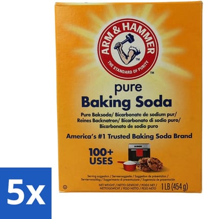 5 x Arm & Hammer - Baking Soda - Multifunctioneel - Biologisch Afbreekbaar - 454 g - Baking Soda - Arm And Hammer - Natuurlijke Baking Soda - Bakpoeder - Zuurteregelaar