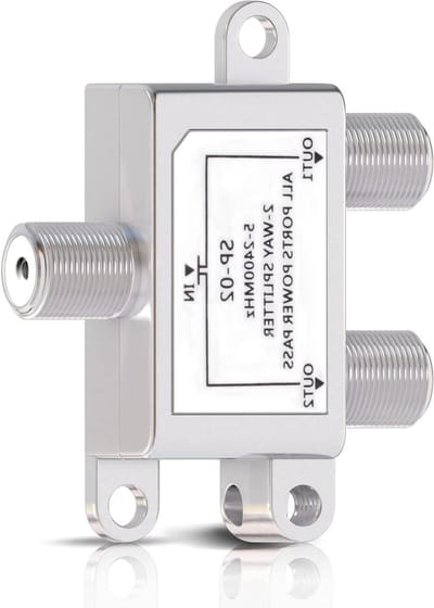 2-way satellite signal splitter for TV antenna | 2 outputs | F connection | cable systems