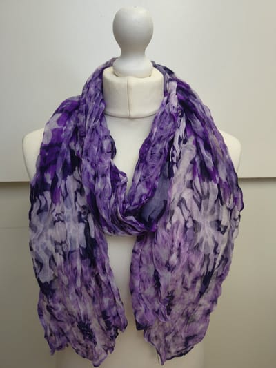 Lange dames sjaal Linde-gebloemd motief-paars wit lila licht pruim donker mauve donker pruim